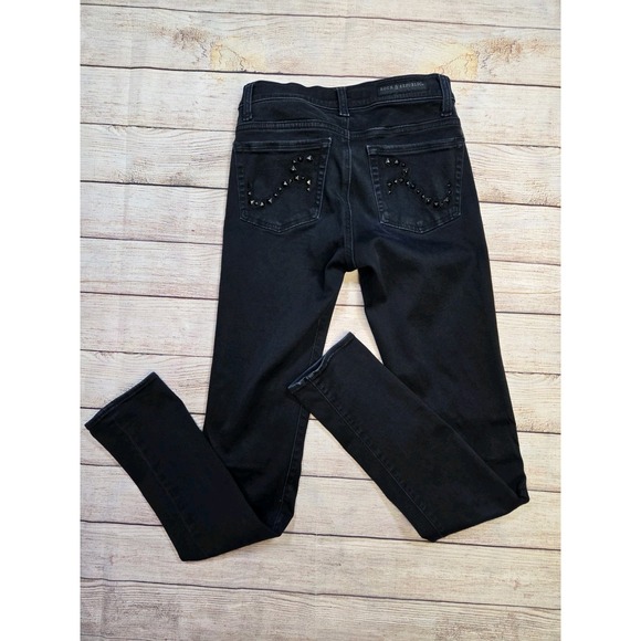 Rock & Republic Skinny Fit Jeans Women's Size 6M "Berlin" style Black Studded‎ - Picture 10 of 12